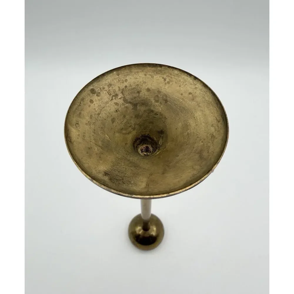 Brass Tulip Cup Graduated Taper Candle Holders Mid Century Modern MCM Set of 5